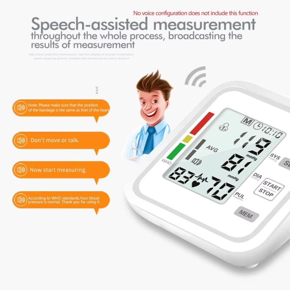 Heart Pulse Blood Pressure Monitor Voice Broadcast Sphygmomanometer Home Use