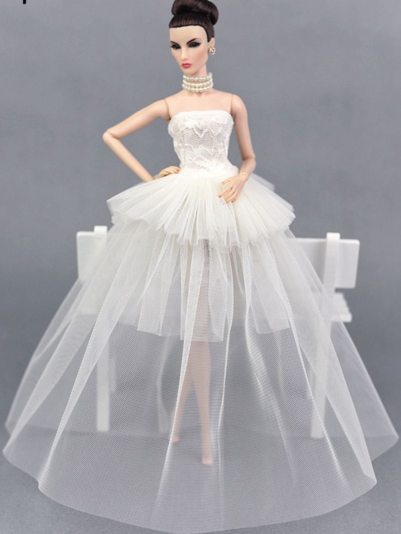 

Высококачественное чистое белое вечернее платье для куклы Барби, многослойные вечерние платья, свадебные платья, платья, аксессуары для кукол белый