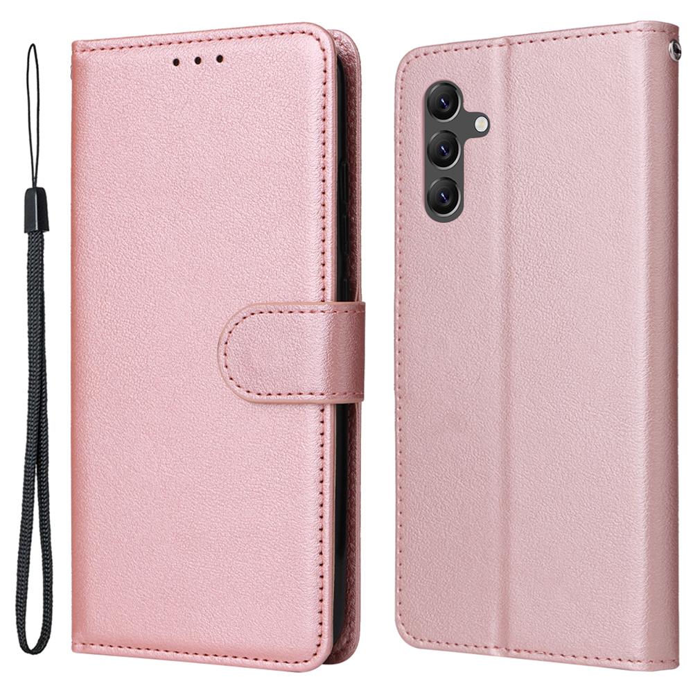 

For Samsung Galaxy A14 5G Case Scratch-proof PU Leather Phone Stand Cover with 3 Card Holders Rose Gold