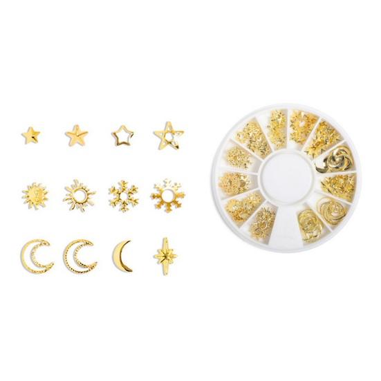 1 Box Nagel Form Zubehör Mond 3D Metall Nieten Kunst Stern DIY Maniküre Reusable