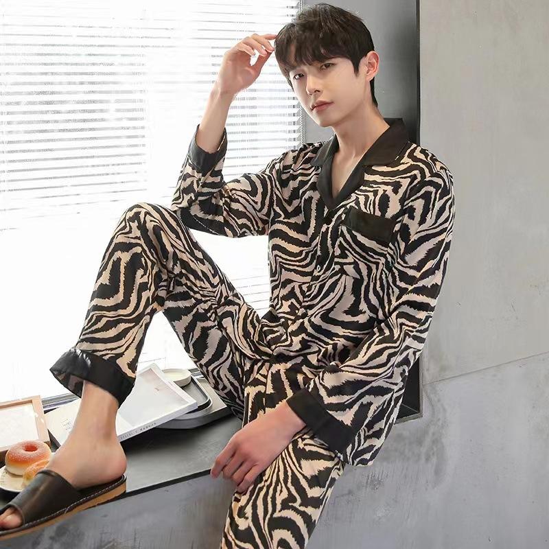 Комплект пижам для пары ледяной шелк летний новый домашний комплект женский имитация шелка модная домашняя одежда M