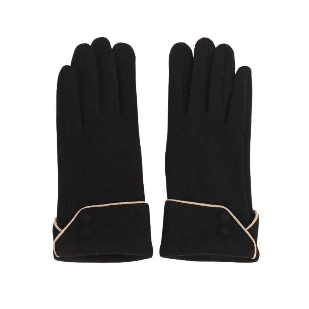 Button Winter Gloves Fleece Cycling Mittens Simple Women Gloves  Female