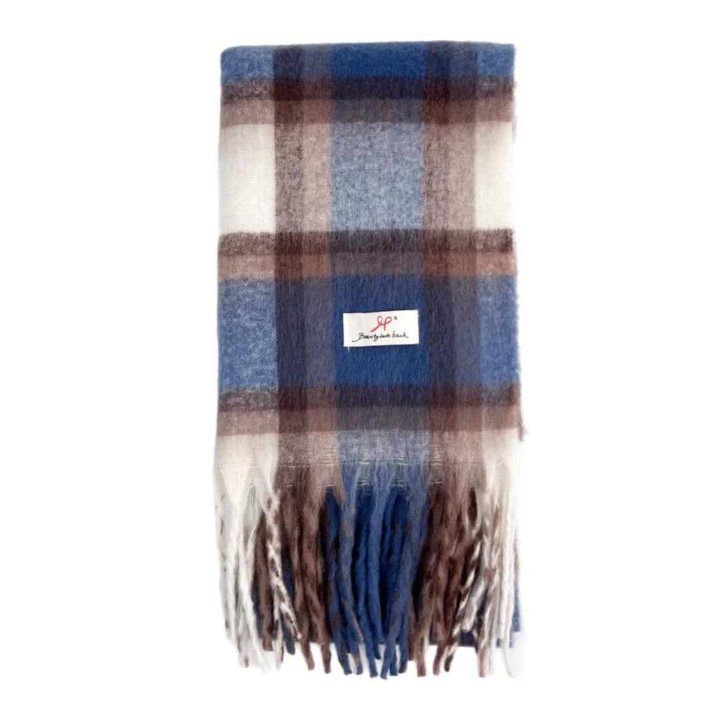 Korean-Style Thick Mohair Braid Plaid Tassel Snood Scarf for Couples and Students