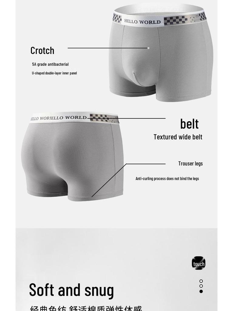 Men's Pure Cotton Summer Boxer Briefs - Thin Style, Widened Waistband, Comfortable, Breathable, Antibacterial, Class A.