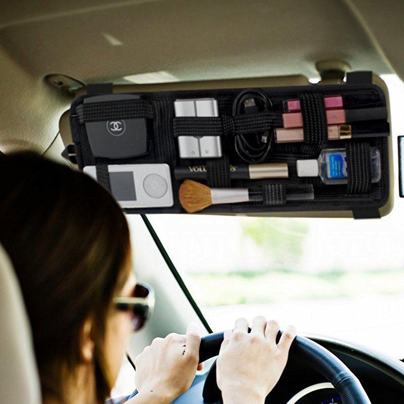 Car Visor Storage Board Easy Install Non-Slip Panel Car Sunglass Holder Visor Organizer For Cards Driving License Pen Key