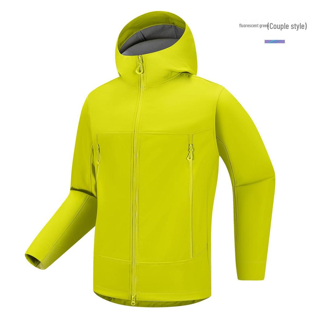 2025 Men's Outdoor Hooded Softshell Jacket - Fleece-Lined, Loose Fit for Mountaineering Travel