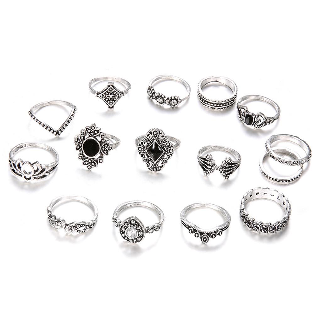 Retro Stone Crystal Stacking Ring Women Bohemian Stackable Joint Finger Rings 1