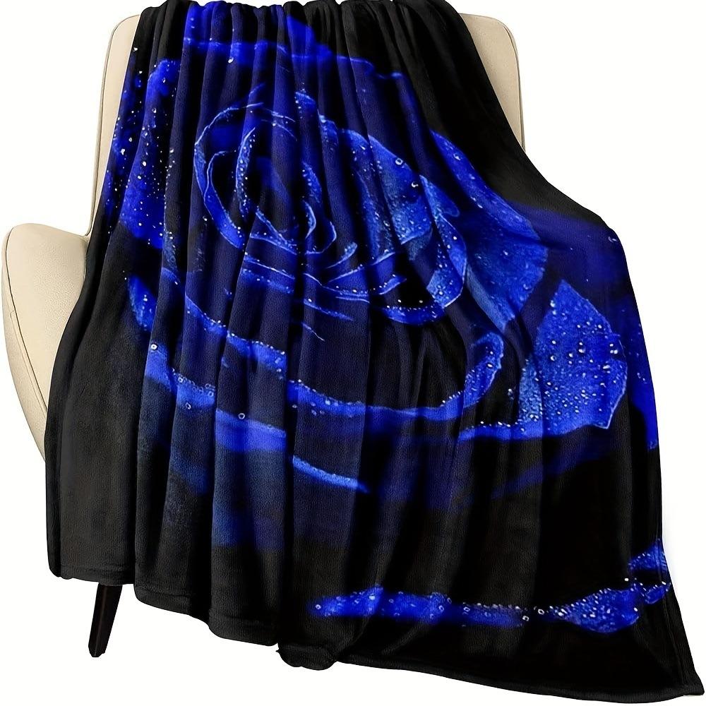Blue Rose Flannel Digital Printing Flower Blanket Blanket Sofa Blanket Air Conditioning Blanket Universal In All Seasons