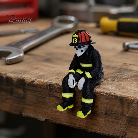Veteran Retirement Gift 3D Printed Firefighter Skeleton Shelf Sitter, Gothic Fireman Soldier Robed Masculine Office Decor Figurine, Collectible