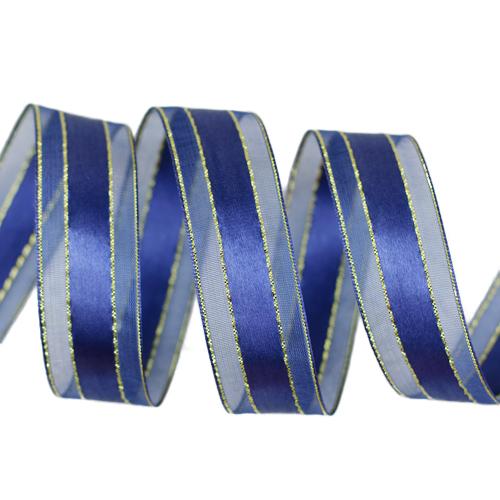 

(25yards/roll) 25mm gold edge satin ribbon high quality gift packaging ribbon wedding gold ribbons темно-синий