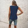 Women's Casual Fashion Sleeveless Button-Down Top Vest T-Shirt