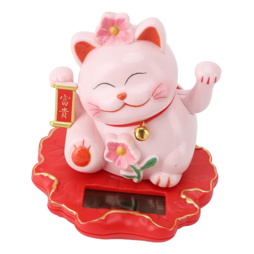 Lucky Cat Waving Arm Ornament ABS Solar Powered Light Induction Wealth Welcoming Cat Decoration for
