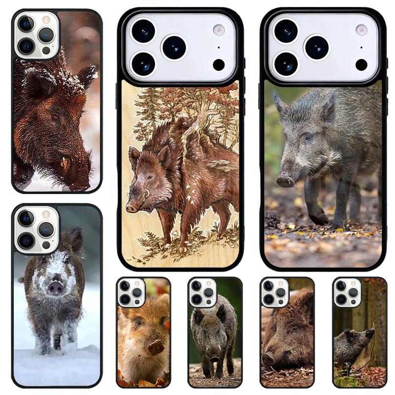 Cute Wild Boar Funny Cartoon Phone Case for iPhone 17 Air 16 15 11 12 14 13 Pro Max Shockproof Cover