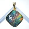 Multicolor 37.55Ct Natural Opal CERTIFIED 18K Gold Plated Square Cushion Pendant MY.PDG-330-NS