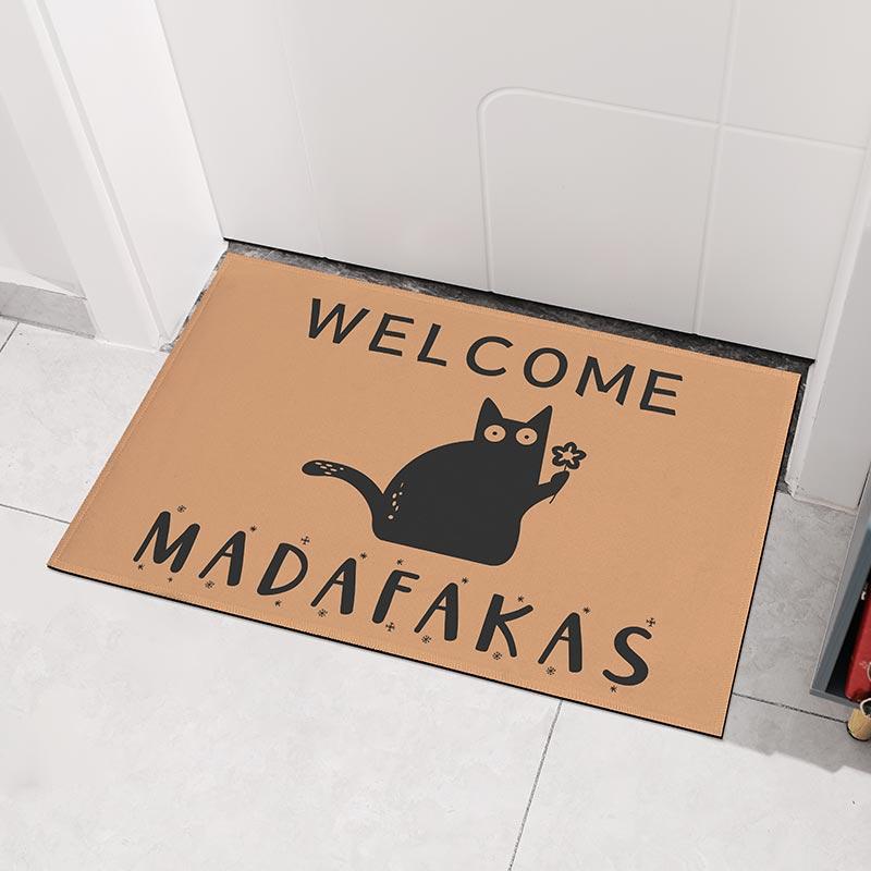 

Dark Cat Welcome Madafakas Full Print Doormat Fun Doormat Home Decor Kitchen Bathroom Decor Give People Fun Gifts Fast Mats 40cmx60cm