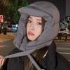 Simple Solid Color Padded Pullover Cap Korean Style Windproof Balaclava Hat Harajuku Hooded Puffy Ear Protection Cap Girls