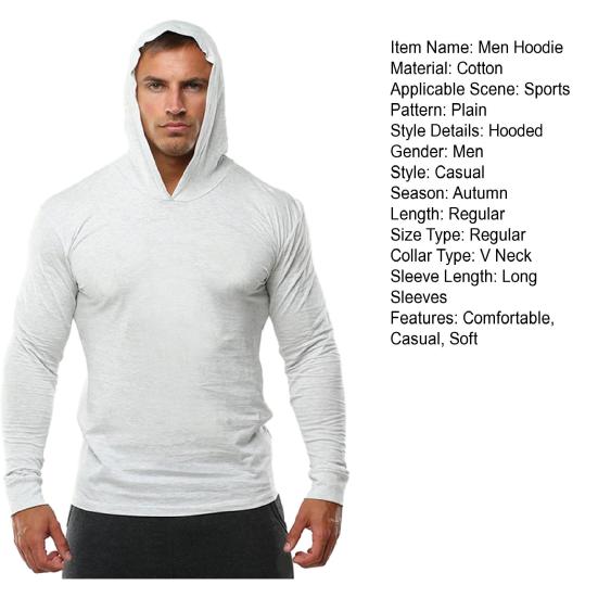 Muži Mikina s kapucí Dlouhé rukávy Jednobarevné Ležérní Slim Fit Měkká Bavlna Prodyšná Podzim Cvičení Muži Fitness Top Mikina s kapucí Sportovní oblečení