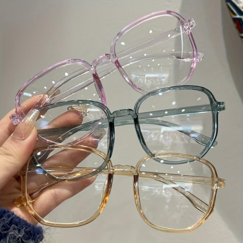 3pcs Retro Jelly Color Square Frame Clear Lens Glasses for Women