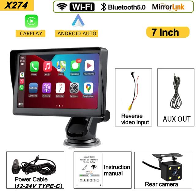 Universal 7 Inch Automotive Car Radio Multimedia Video Player Wireless Apple Carplay Android Auto Touch Screen FM Bluetooth WIFI