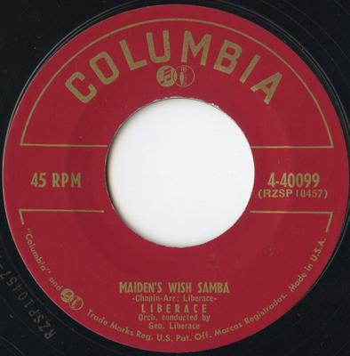 7inch Record LIBERACE - Maiden's Wish Samba / The Story Of  440099 Columbia 1953 US Pop Used