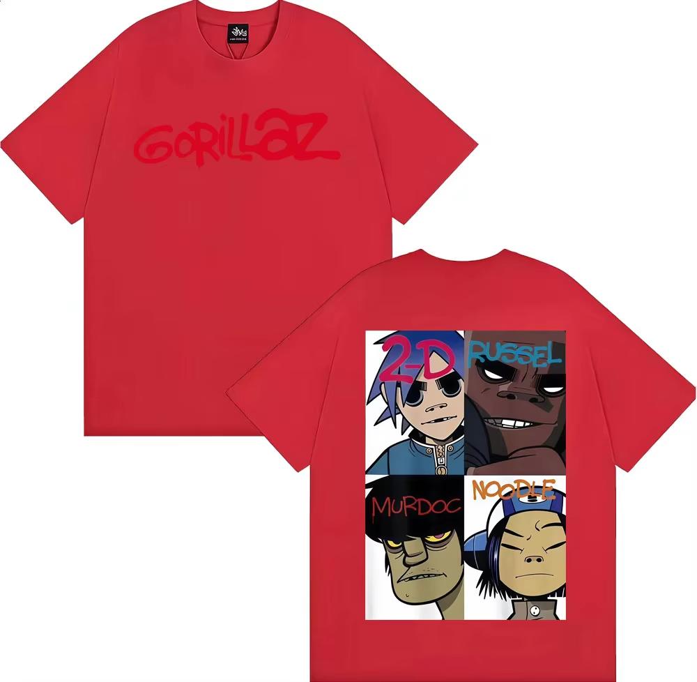 2026 Gorillaz Band Face Art Pattern TShirt for Unisex and Women Retro Cartoon ShortSleeved Fashion Casual TShirt
