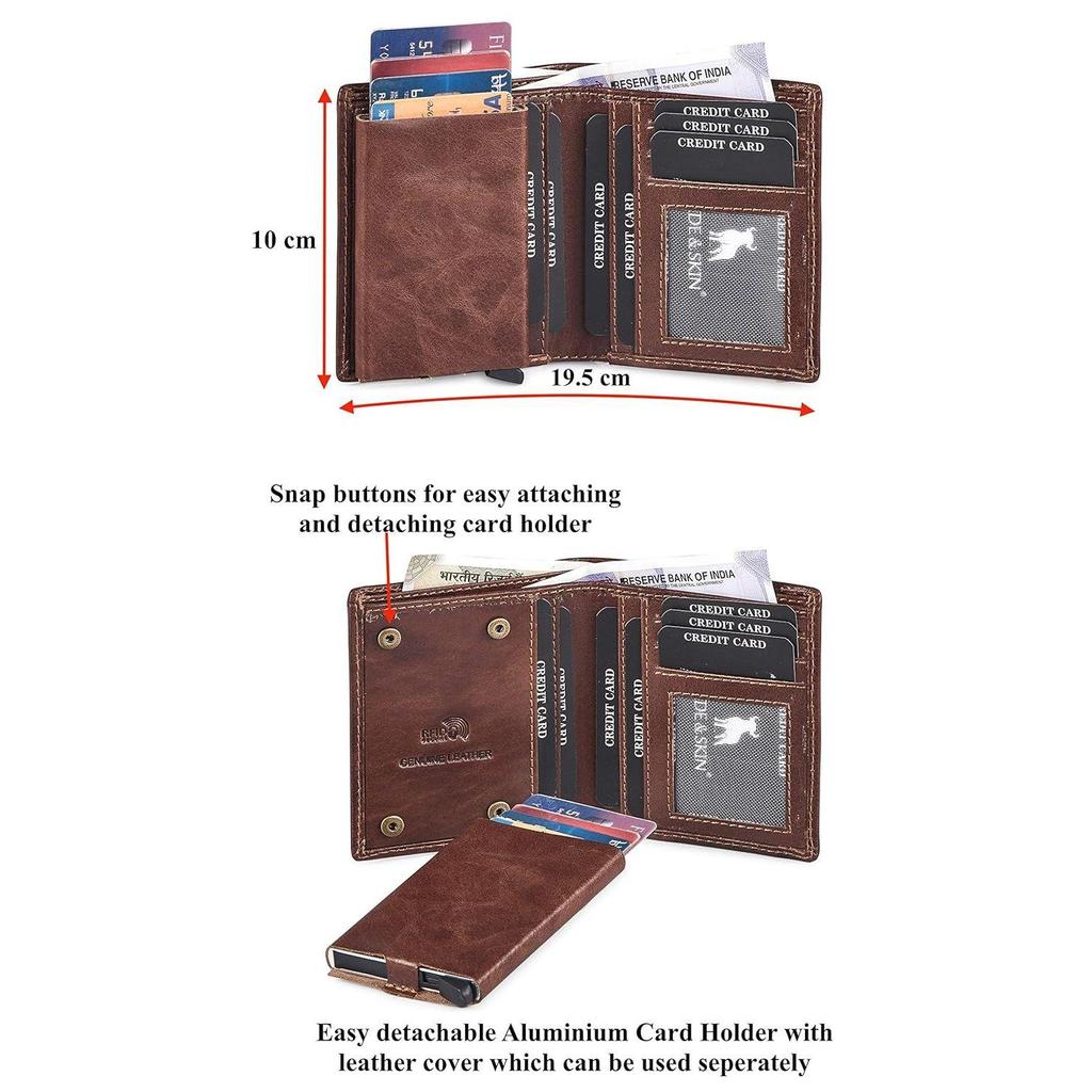 Manchester-lommebok i ekte skinn med avtakbar kortveske