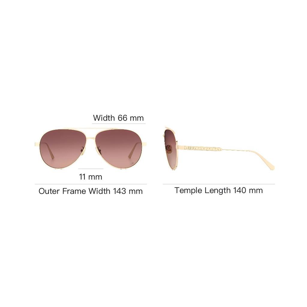 Dior Cannage Logo Pilot Sunglasses Unisex sunglasses Gold DIORCANNAGE-A1U-B0F2