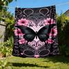 1pc Butterfly Floral Pattern Outdoor Flannel Blanket Soft All Season Polyester Throw , Perfect for Picnics & Travel , Picnic Accessory