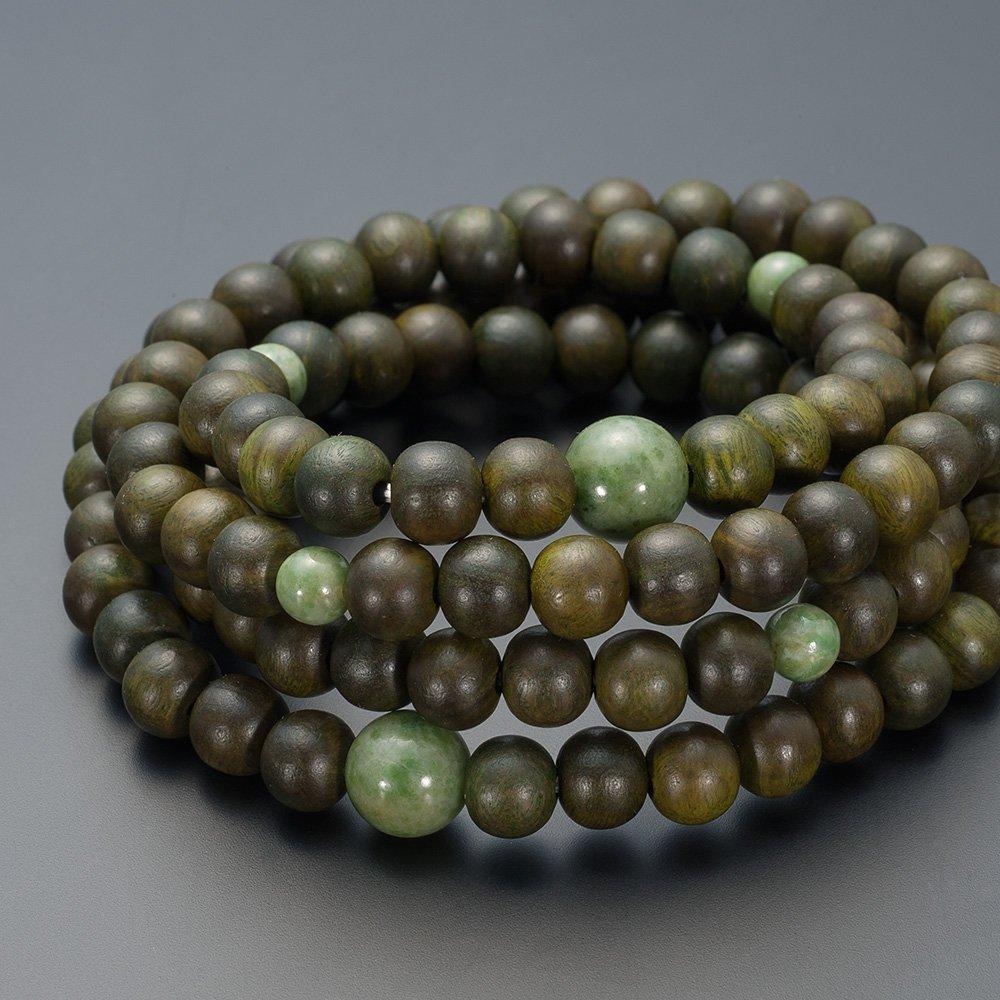 Buddhist Altar Shop Takita Shoten Specially Selected Bracelet Prayer Beads 108 Beads Green Sandalwood of Dokzan Beads Honshiki Prayer Beads Mala Bead