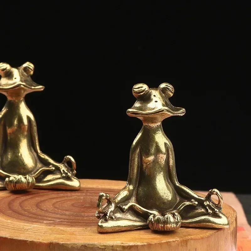 Wohndekor Kreative Geschenke Kupfer Meditierender Frosch Ornamente Messing Sitzen in Meditation Statue Bronze Tee Haustier Figur Räuchergefäß