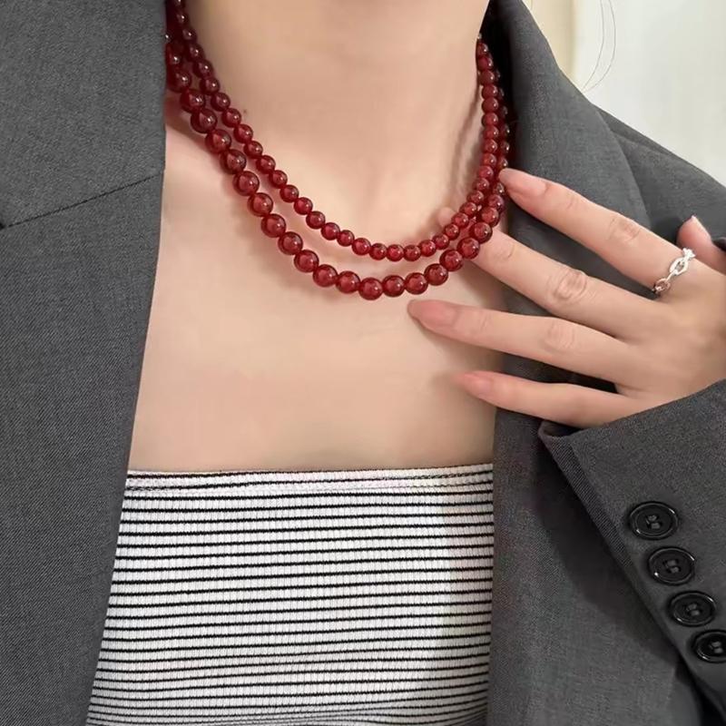 Colier cu mărgele în stil vintage Colier cu lungime reglabilă Bijuterii pentru gât la modă și elegantă Cadou pentru femei fete