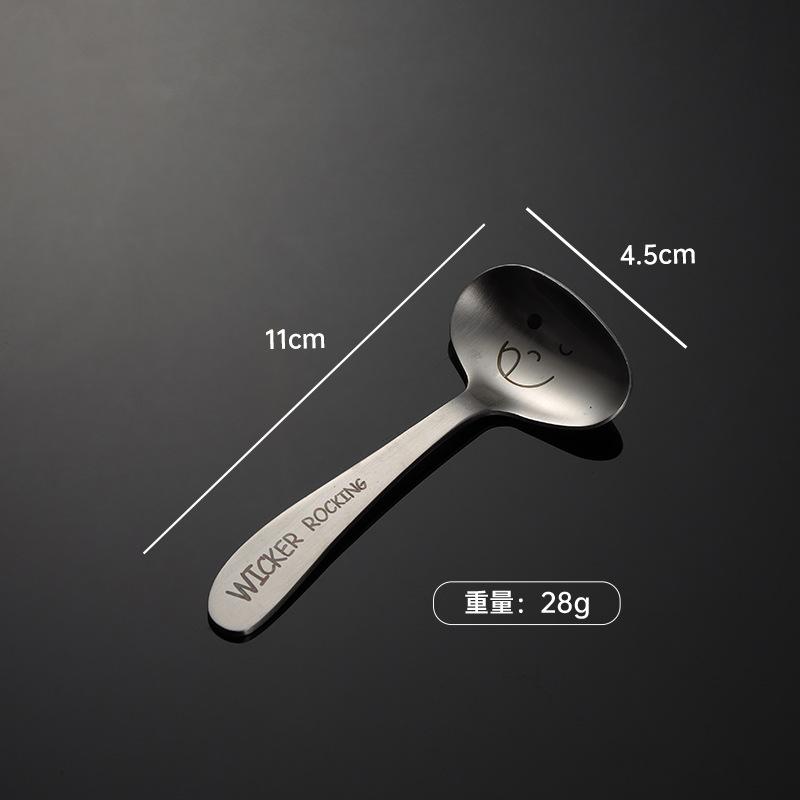 304 Stainless Steel Creative Smiley Face Inclined Handle Laser Spoon Chopsticks Fork Student Tableware Full Set of Gifts Children