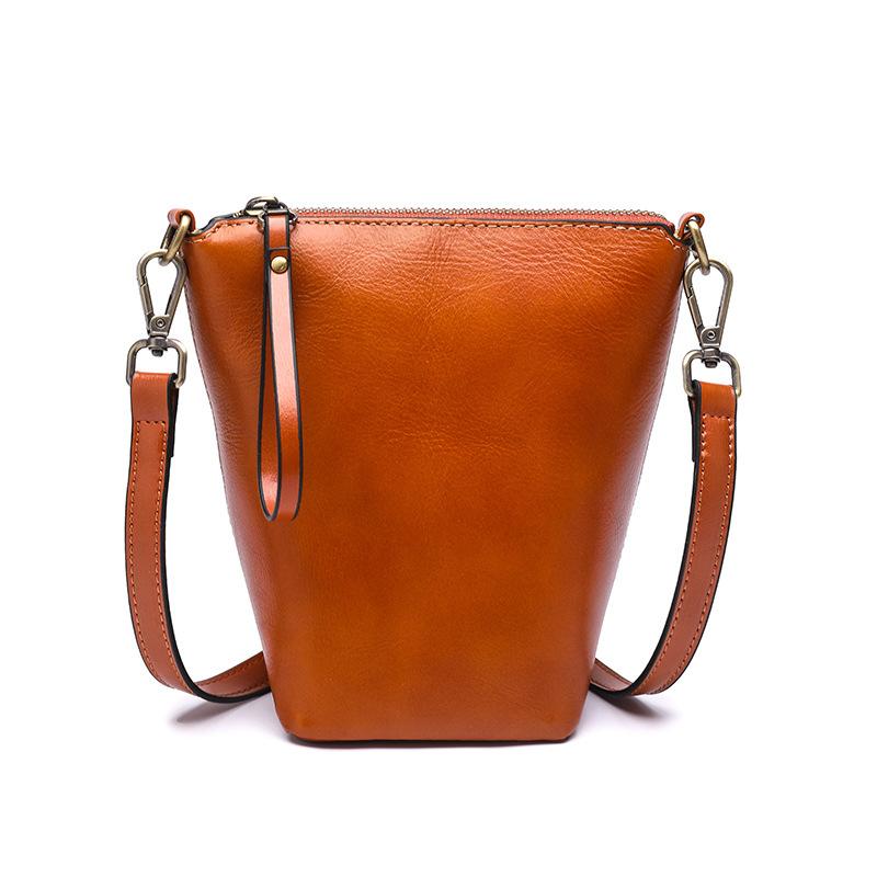 Genuine Leather Niche Designer First Layer Cowhide Mobile Phone Bag Crossbody Small Bag Casual Women'S Bag Women'S Bag