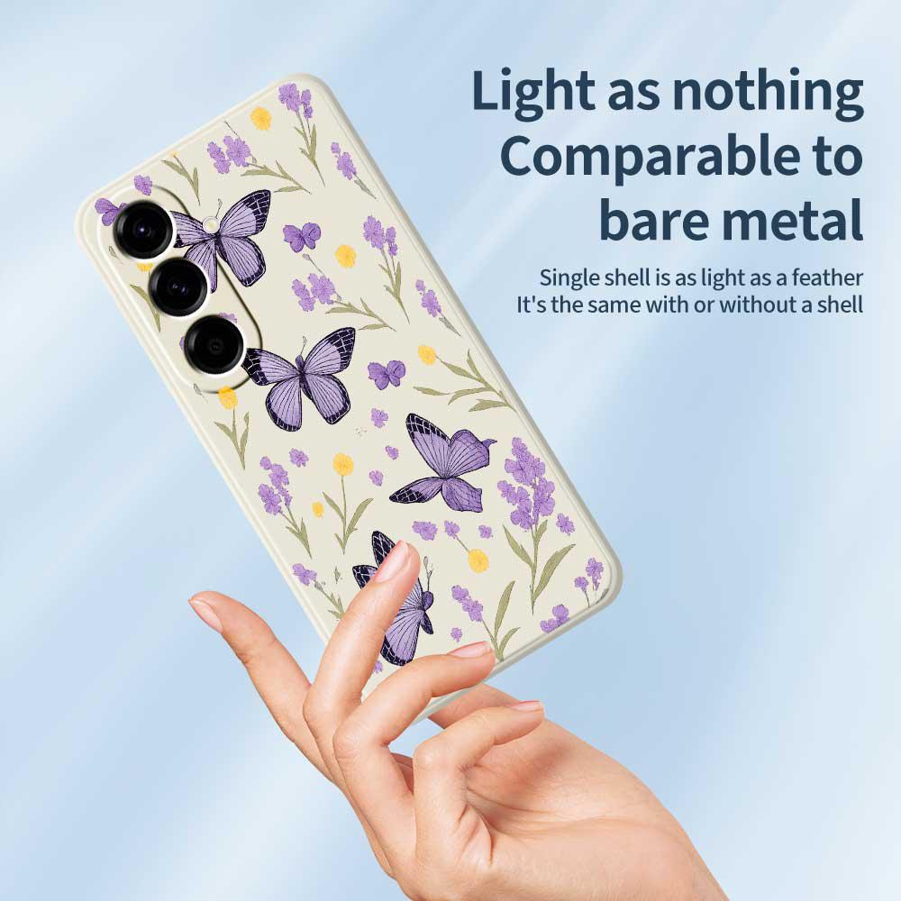 For Samsung Galaxy A56 5G Case Purple Butterflies Pattern Printing Straight Edge TPU Phone Back Cover