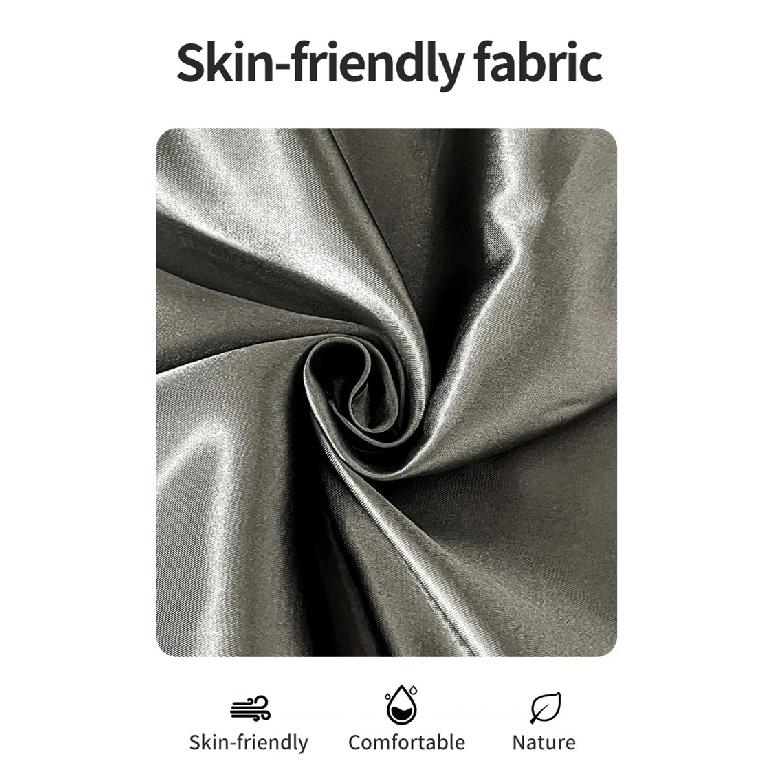 3Pcs Luxury Satin Fitted Sheet Set Soft Comfortable Breathable Solid Color Bedding Mattress Protector Set for Double Full Size