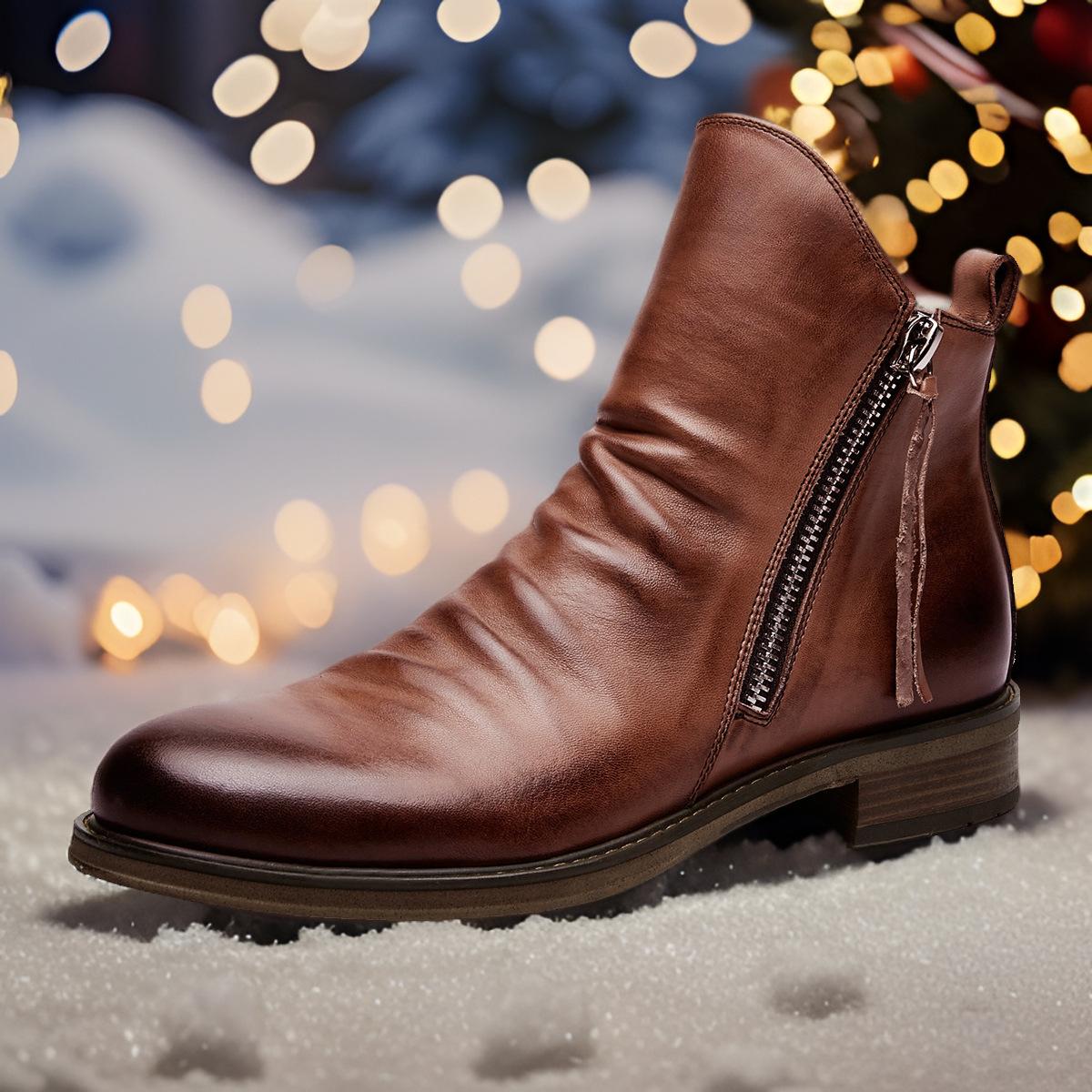 

Модные мужские кожаные ботинки с нескользящей подошвой для спорта на открытом воздухе, мужские мотоциклетные ботинки 44 коричневый