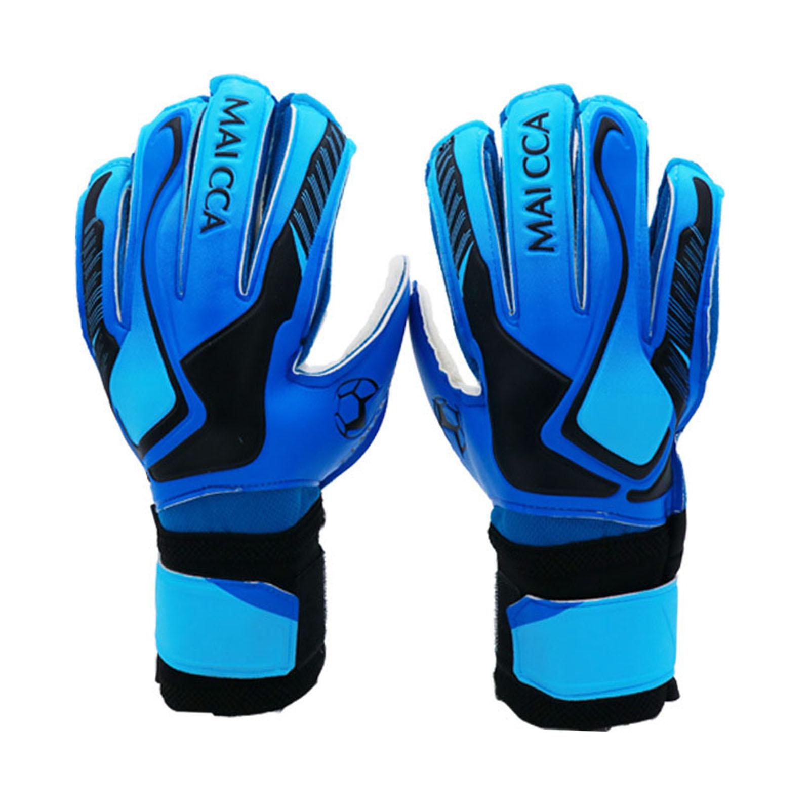 Adjustable Elastic Full Finger Glove Football Goalkeeper Glove Latex Support Football Game Gloves for Kids Adults 7 синий