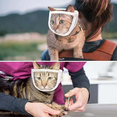 Andningsbart Genomskinligt Kattnosband Anti-Bett Grooming Skydd Bärbar Huvudhuva Skydd Katt Grooming Munskydd Justerbara Husdjurstillbehör