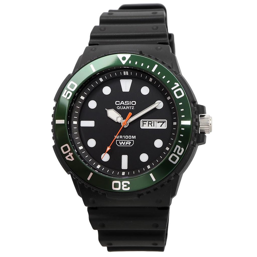 [CASIO] CASIO STANDARD Quartz Watch MRW-230H-1E3V Men's Black × Green Bezel Overseas Model