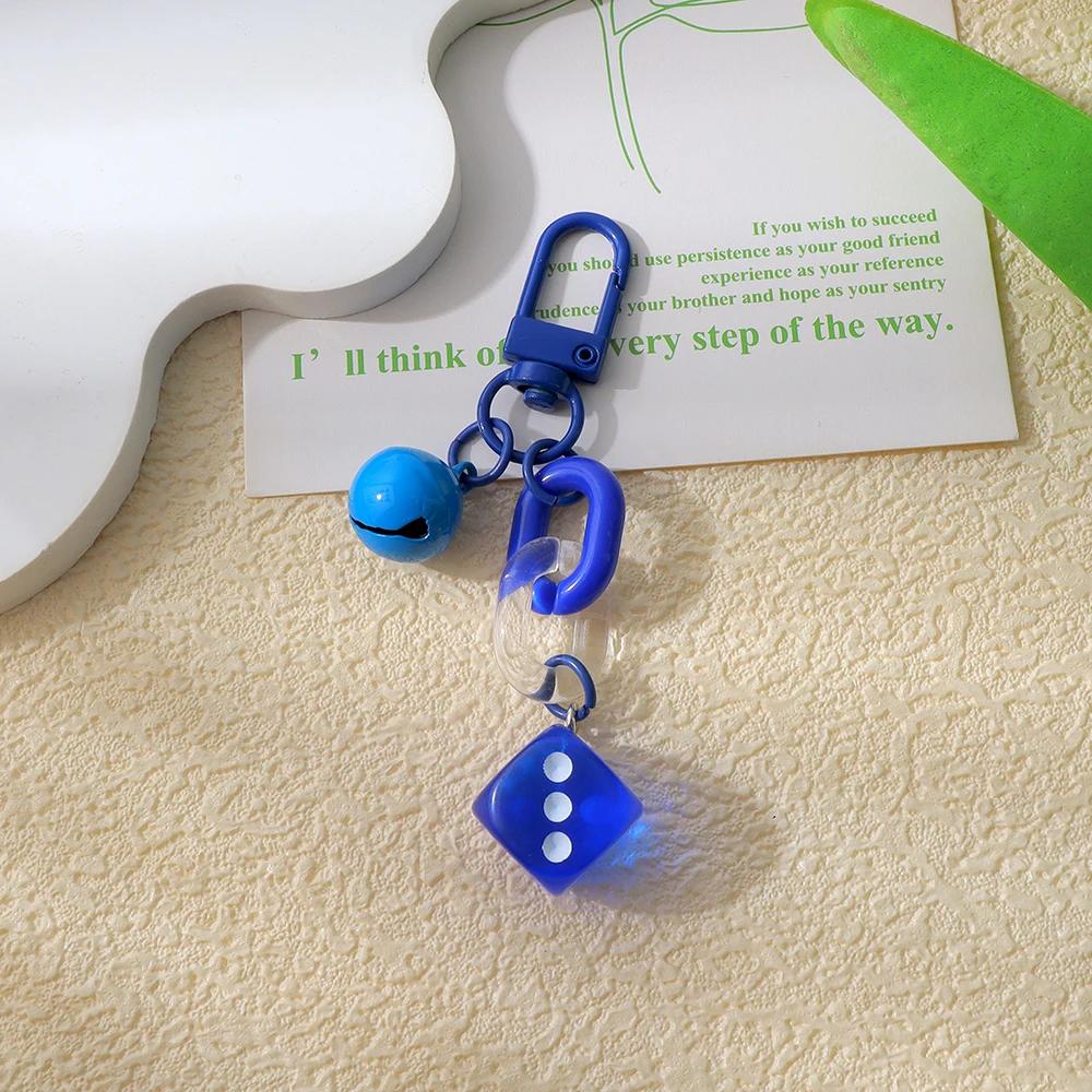 Красочные акриловые кости брелок милый мини колокольчик подвески брелок женский кошелек — фото 16