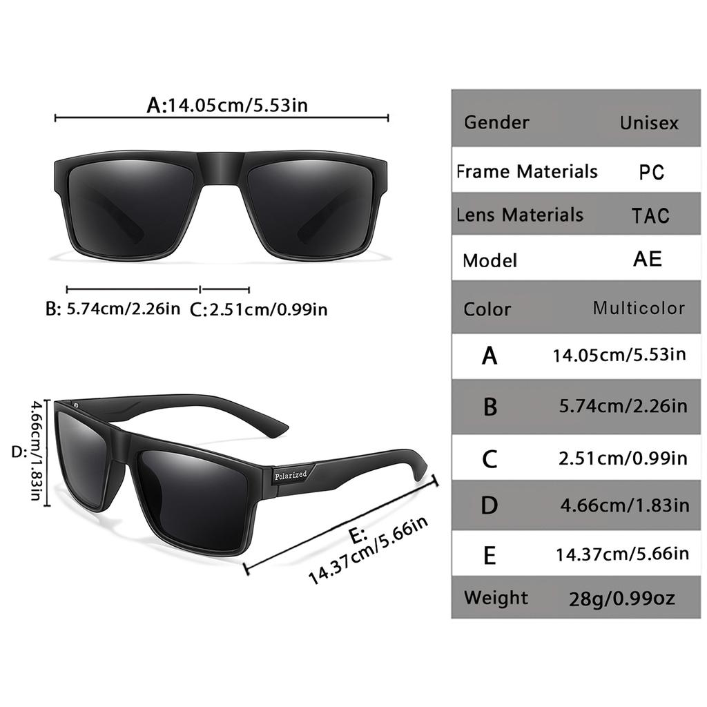 3 Pairs Polarized Sunglasses Classic Square Shades UV Protection for Men And Women Ideal for Fishing Cycling And Driving