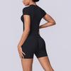 European and American seamless solid color breathable tight high elastic short-sleeved shorts set sports running fitness yoga clothes women