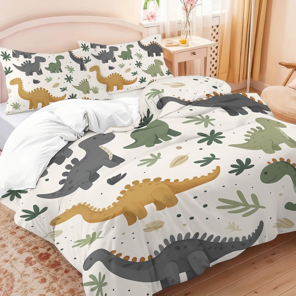 Three-Piece Quilt Cover Size Cartoon Dinosaur Children'S Bedding 3-Piece Set Home Textile