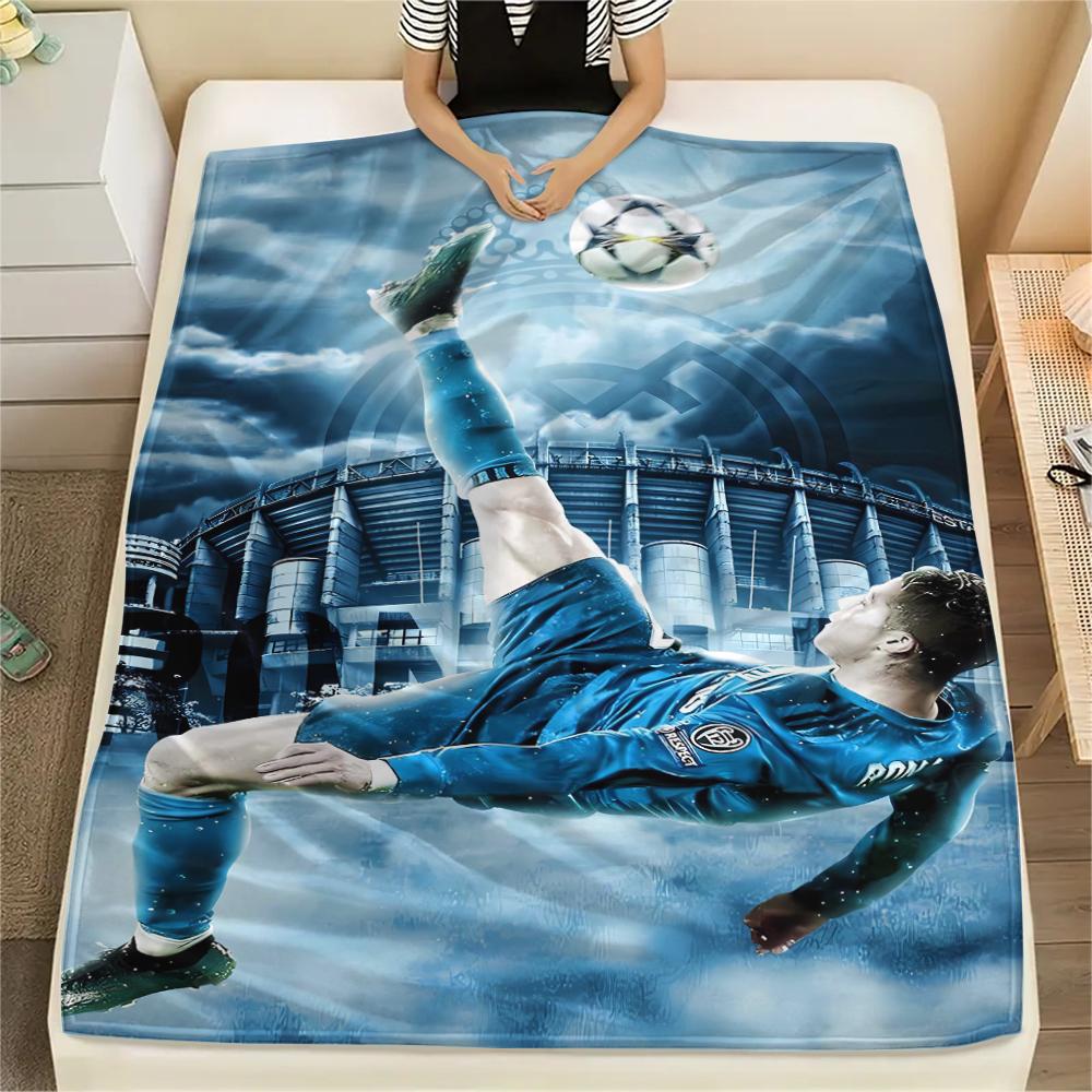 1Pc CR7 Print Flannel Blanket, High quality Comfortable for All Seasons, Home Decor, Warmth and Comfort, Perfect for Christmas Gifts