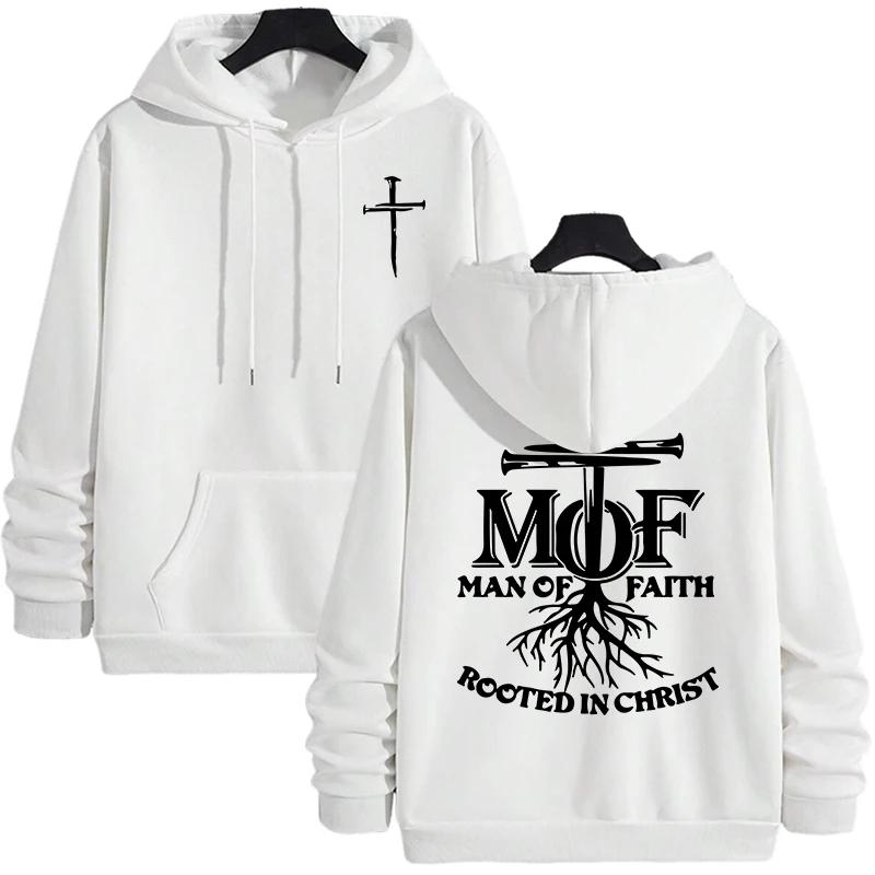 Autumn Winter Daily Casual Sporty Fashion Hoody Outerwear 2025 Hot Sale Men's Hoodie Man of Faith Jesus Print Hooded Sweatshirts