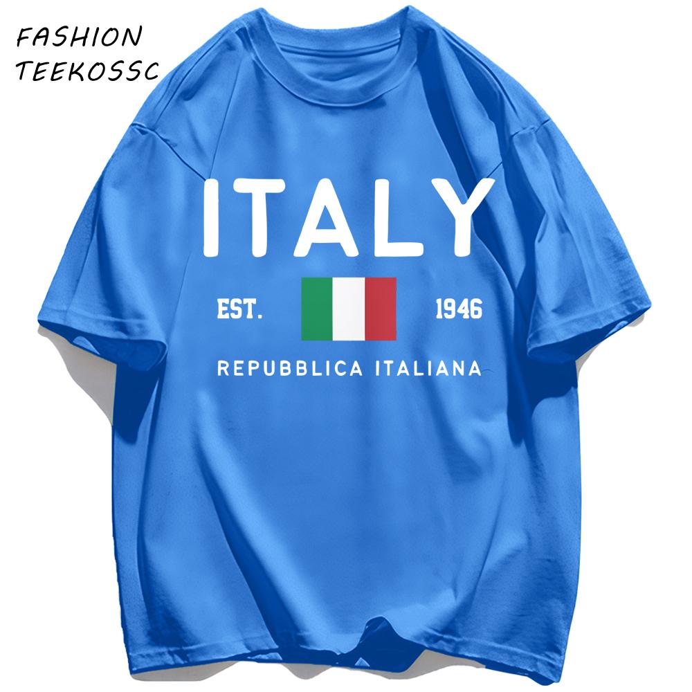 Italy Repubblica Italiana Printed Men T Shirts AllMatch Cotton TShirt Casual Crewneck Loose Streetwear Man Summer Basics Top