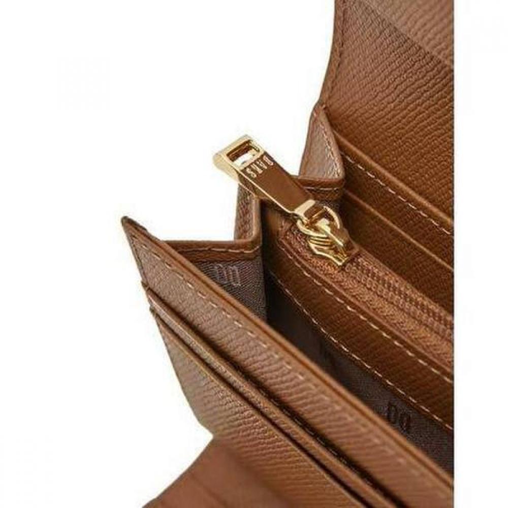 Daks Long Wallet With Brown Check Pattern And Dd Logo Dcwa3e421w2