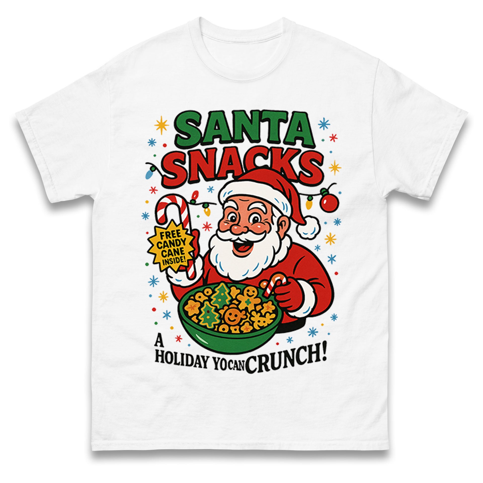 Santa Snacks Christmas T Shirt Tshirt Mens Womens Unisex Tops Tees S