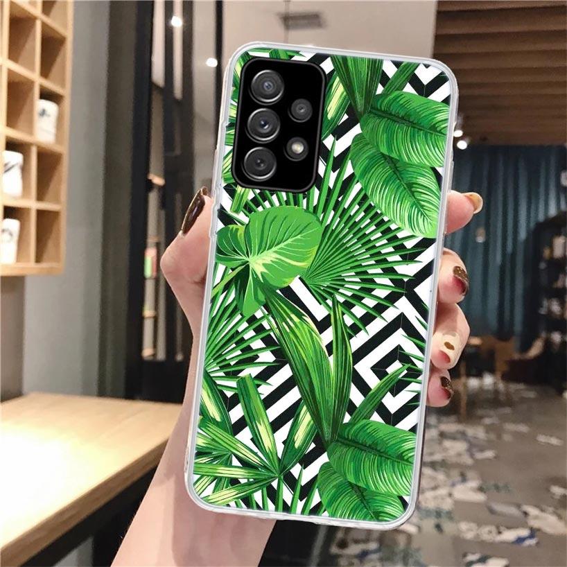 Summer Tropical Plants Green Leaf Phone Case For Samsung Galaxy A56 A55 A54 A53 A16 A15 A14 A13 A36 A35 A34 A33 A26 A25 A24 A23