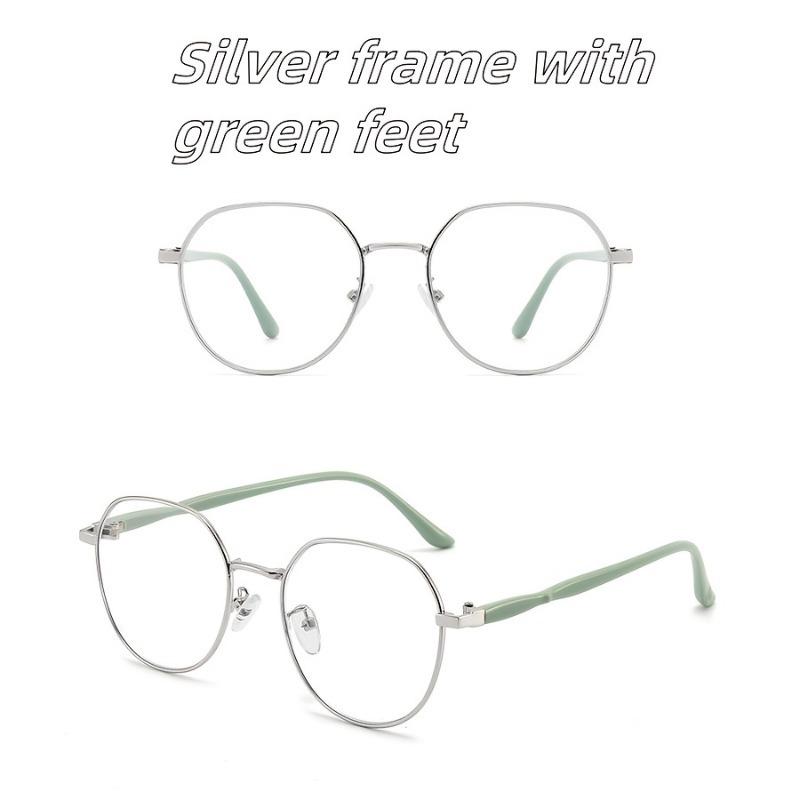 Pair of Student Glasses with Round Full Frame Metal Frame Elegant and Simple Fashionable for Commuting and Leisure